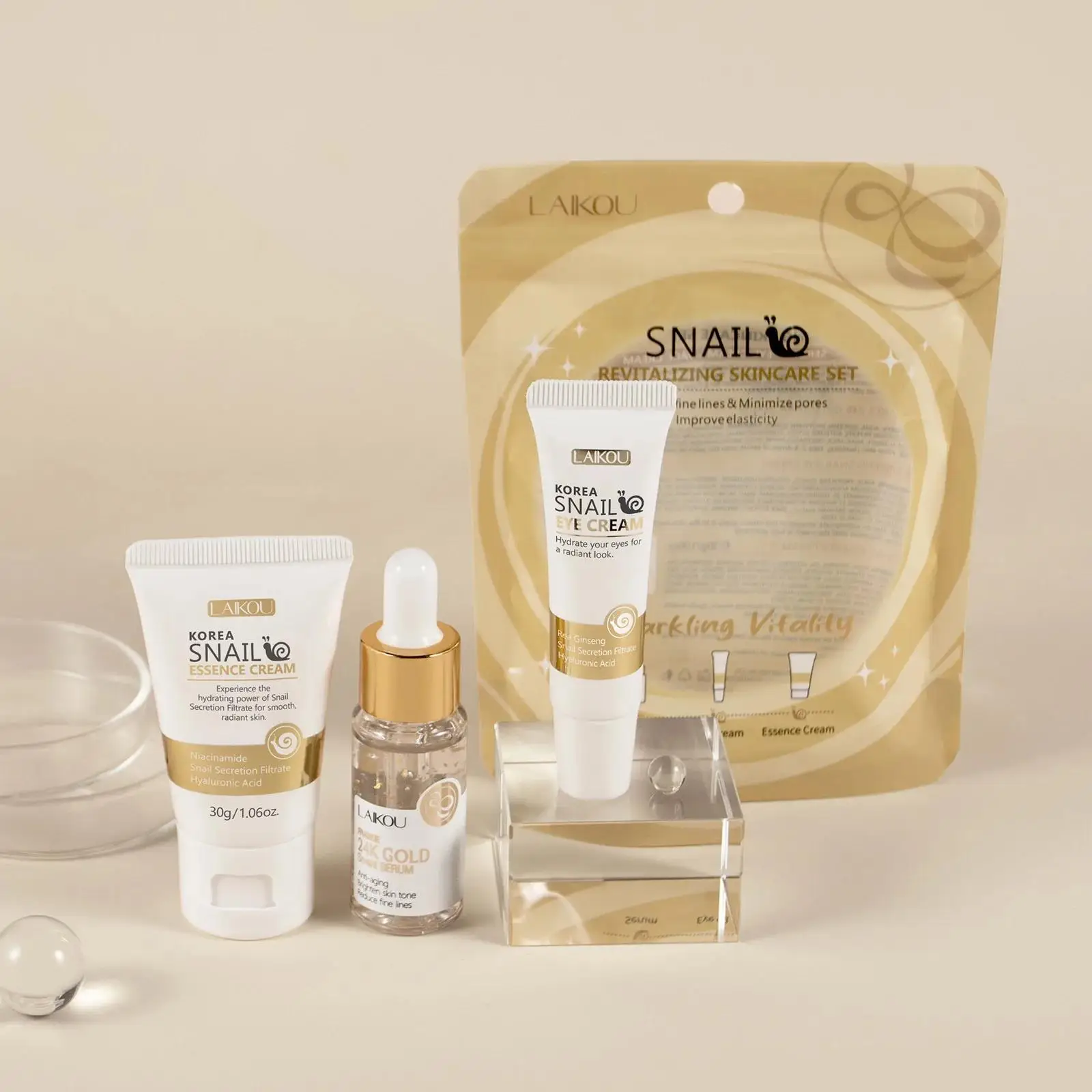 Luxury Skincare Set For Women - 24-каратное золото, восстанавливающая сыворотка с улиткой,
